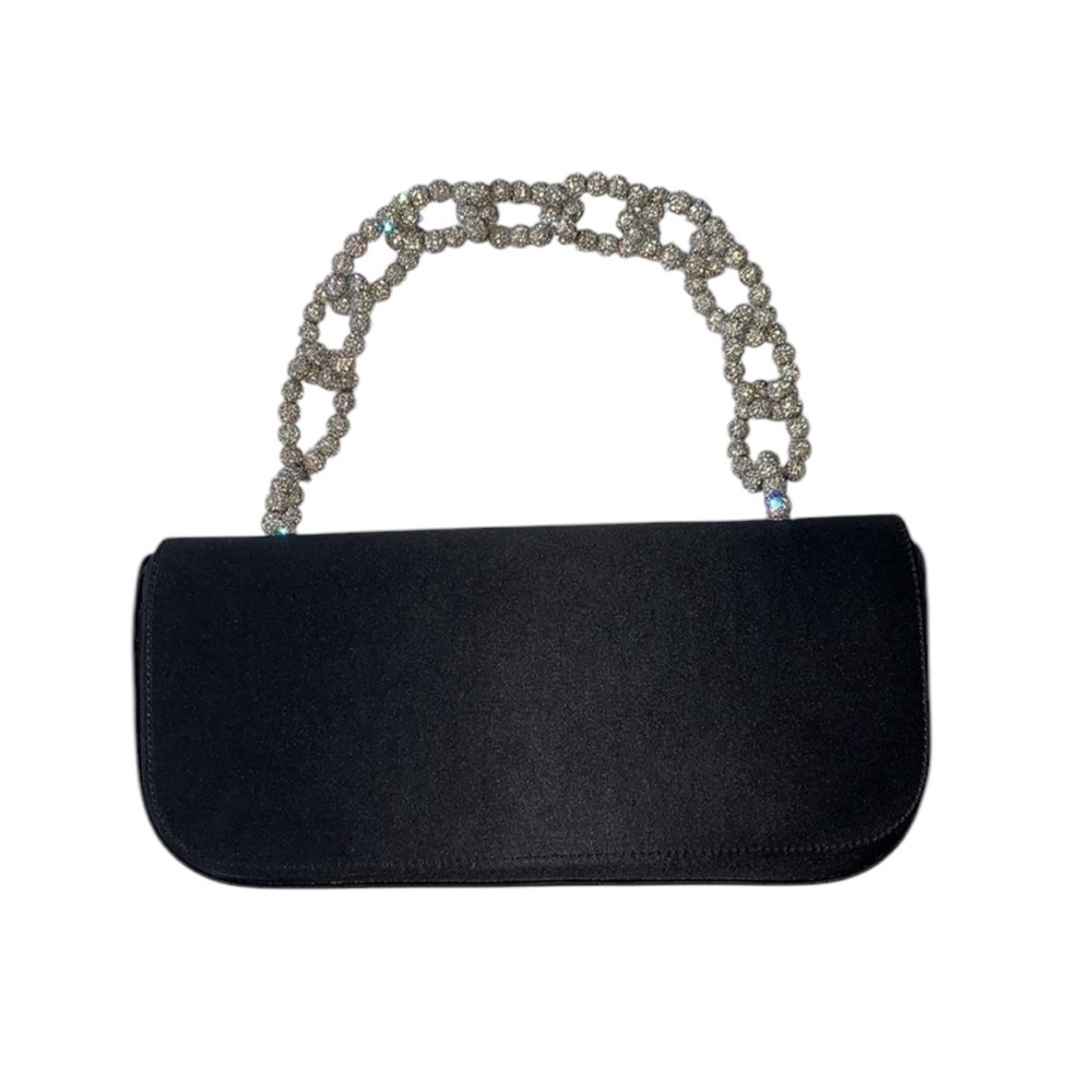 Black NWOT Lanciani Evening Bag with Pretty Crystal Like Handle Really Pretty